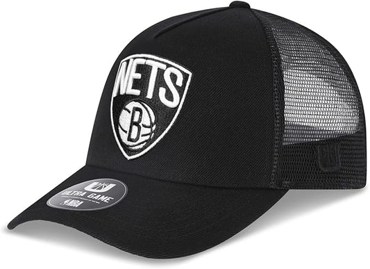 Ultra Game NBA Official Youth 8-20 Snap Back All Around The World Trucker Baseball Cap Hat, Brooklyn Nets, Black, 1SIZE|Brooklyn Nets