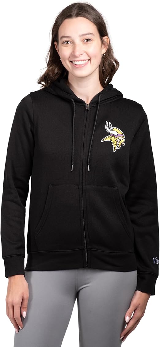 Ultra Game NFL Minnesota Vikings Official Women's Full Zip Marl Knit Hoodie Sweatshirt Jacket|Minnesota Vikings