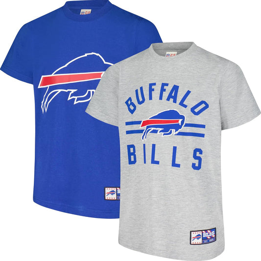 Ultra Game NFL Official Youth Super Soft 2 Pack T-Shirt Set, Buffalo Bills|Buffalo Bills