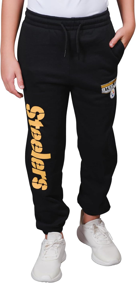 Ultra Game NFL Official Youth Super Soft Game Day Jogger Sweatpants, Pittsburgh Steelers, Black|Pittsburgh Steelers