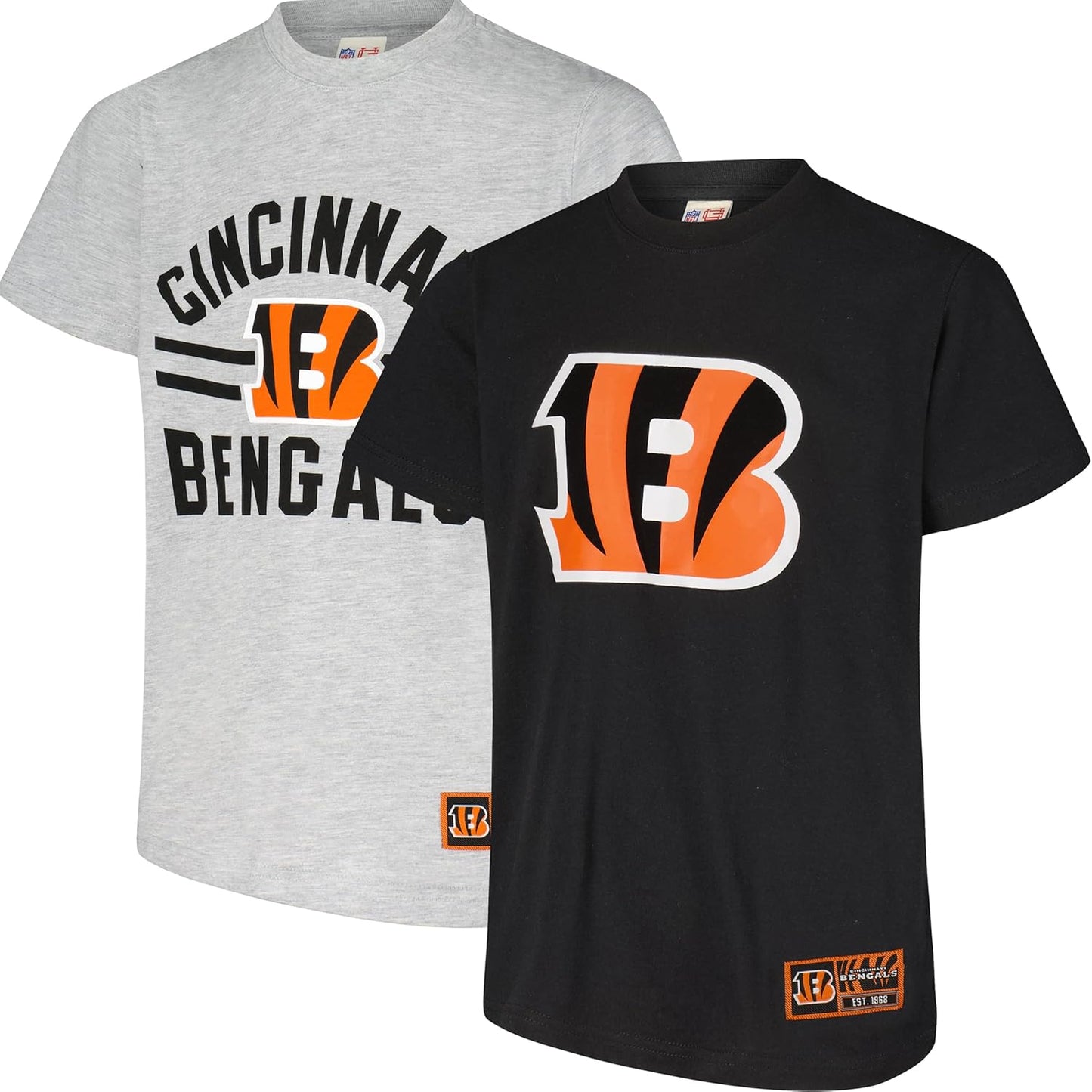 Ultra Game NFL Official Youth Super Soft 2 Pack T-Shirt Set, Cincinnati Bengals|Cincinnati Bengals