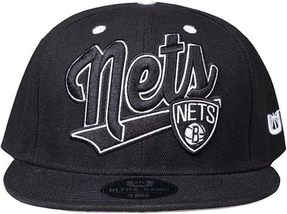 Ultra Game NBA Official Youth 8-20 Snap Back 3D Embroidered Team Logo Baseball Cap Hat, Brooklyn Nets, Team Color, 1SIZE|Brooklyn Nets