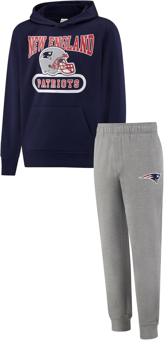 Ultra Game NFL Official Youth Super Soft Jogger & Hoodie Sweatshirt Set, New England Patriots, Team Color|New England Patriots