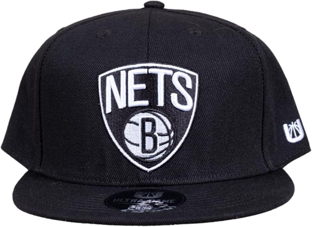 Ultra Game NBA Official Men’s Twill Snap Back Ultimate Baseball Cap Hat - Unisex, Brooklyn Nets, Black, 1SIZE|Brooklyn Nets