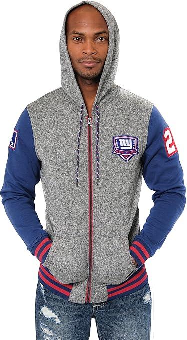 Ultra Game NFL Official Adults Super Soft Supreme Full Zip Varsity Hoodie Sweatshirt Jacket-Unisex, New York Giants, Heather Gray|New York Giants