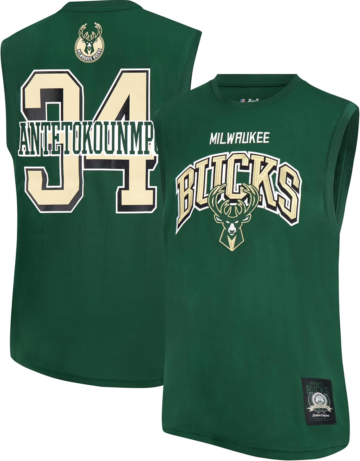 Ultra Game Men's NBA Official Sleeveless Players Mesh Tank Top Muscle T-Shirt, Milwaukee Bucks - Giannis Antetokounmpo, Team Color|Milwaukee Bucks - Giannis Antetokounmpo