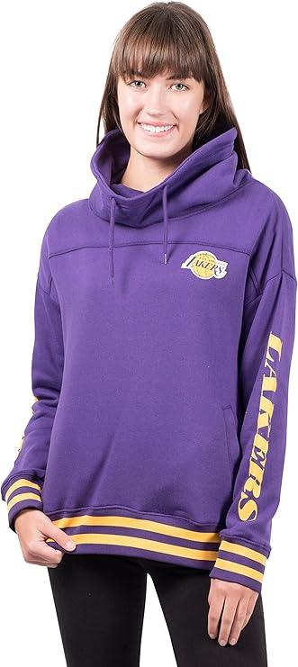 Ultra Game NBA Official Women's Super Soft Pullover Hoodie Funnel Sweatshirt, Los Angeles Lakers, Team Color|Los Angeles Lakers