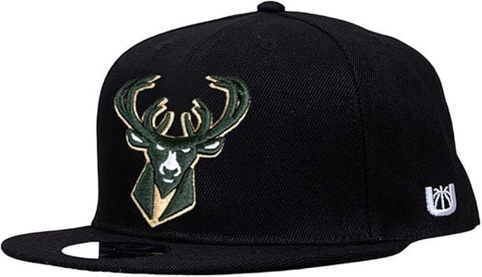 Ultra Game NBA Official Men’s Twill Snap Back Ultimate Baseball Cap Hat - Unisex, Milwaukee Bucks, Black, 1SIZE|Milwaukee Bucks