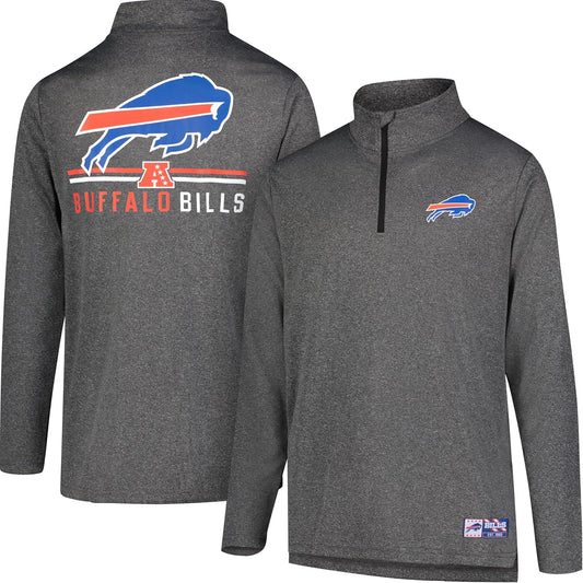 Ultra Game NFL Official Adults Super Soft Quarter Zip Long Sleeve T-Shirt - Unisex Buffalo Bills|Buffalo Bills