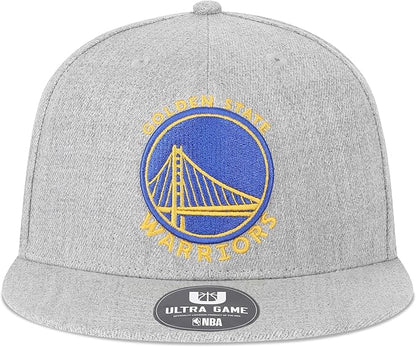 Ultra Game NBA Official Men’s Twill Snap Back Ultimate Baseball Cap Hat - Unisex, Golden State Warriors, Heather Gray, 1SIZE|Golden State Warriors