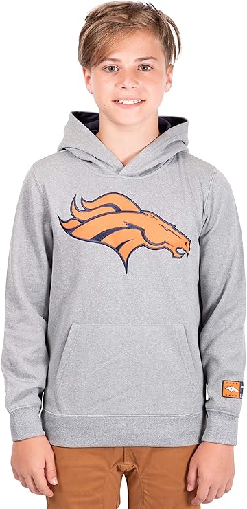 Ultra Game NFL Official Youth Super Soft Hoodie Sweatshirt Pullover - Warm Polyester Blend Denver Broncos|Denver Broncos