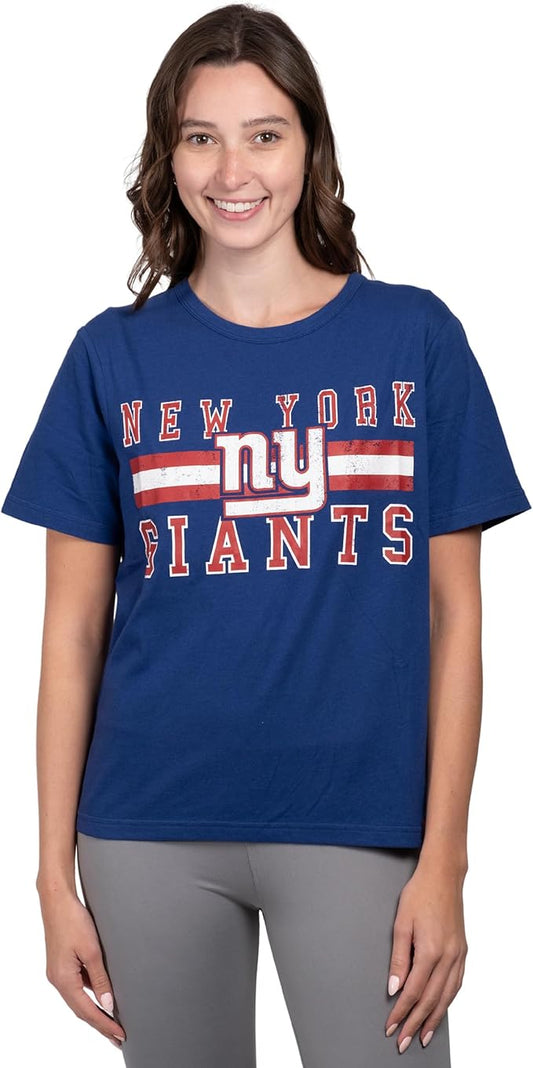 Ultra Game NFL Official Women's Soft Mesh Vintage Gameday Shirt, New York Giants, Team Color|New York Giants