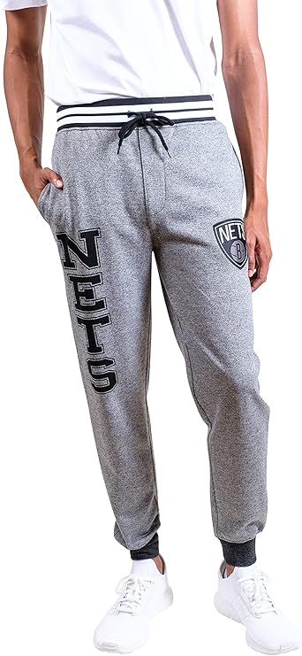 Ultra Game NBA Official Men‚Äôs Super Soft Game Day Jogger Sweatpants - Unisex, Brooklyn Nets, Black Marl|Brooklyn Nets