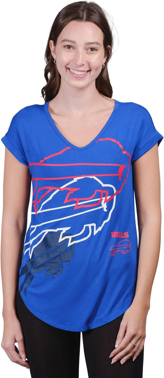 NFL Official Womens Super Soft Modal Vintage V-Neck T-Shirt|Buffalo Bills