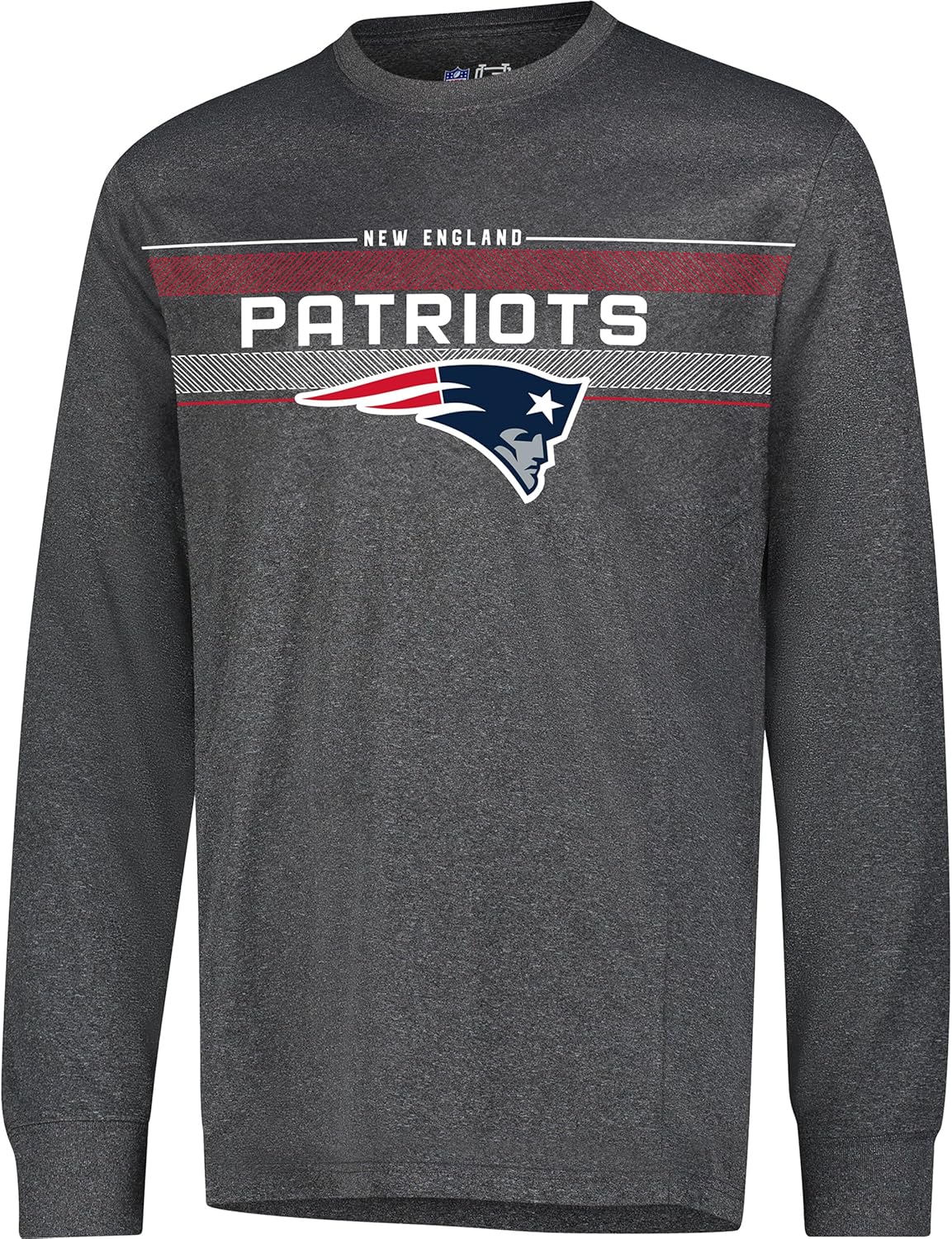 Ultra Game NFL Official Adults Super Soft Game Day Long Sleeve T-Shirt - Unisex, New England Patriots, Heather Charcoal 24|New England Patriots