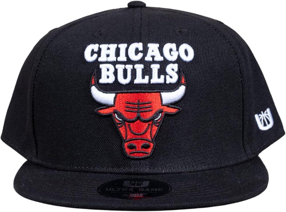 Ultra Game NBA Official Men’s Twill Snap Back Ultimate Baseball Cap Hat - Unisex, Chicago Bulls, Black, 1SIZE|Chicago Bulls