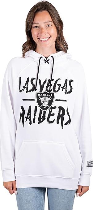 NFL Official Women's Super Soft Tie Neck Pullover Hoodie Sweatshirt|Las Vegas Raiders