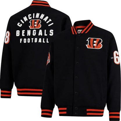 NFL Official Adults Classic Varsity Coaches Jacket Coat - Unisex|Cincinnati Bengals