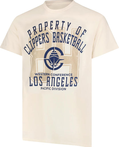 Ultra Game NBA Official Men's Standard Super Soft Nostalgic T-Shirt, Los Angeles Clippers,Cream|Los Angeles Clippers