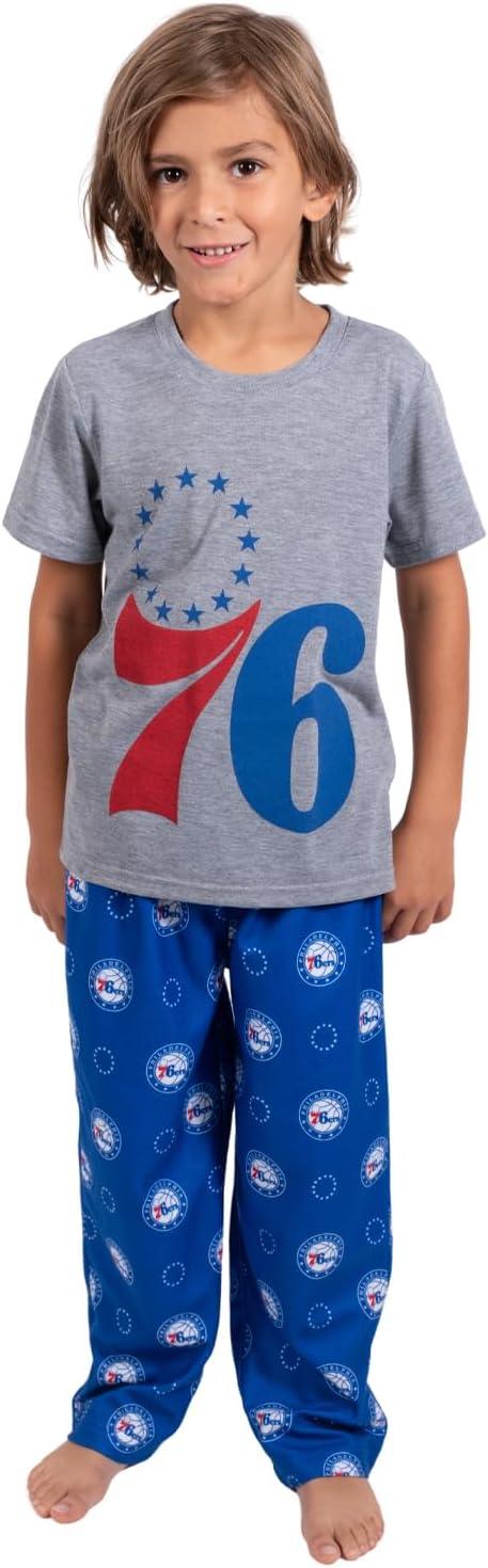 Ultra Game NBA Official Youth 2 Piece T-Shirt & Lounge Pants Pajama Set, Philadelphia 76ers, Boys Sizes|Philadelphia 76ers