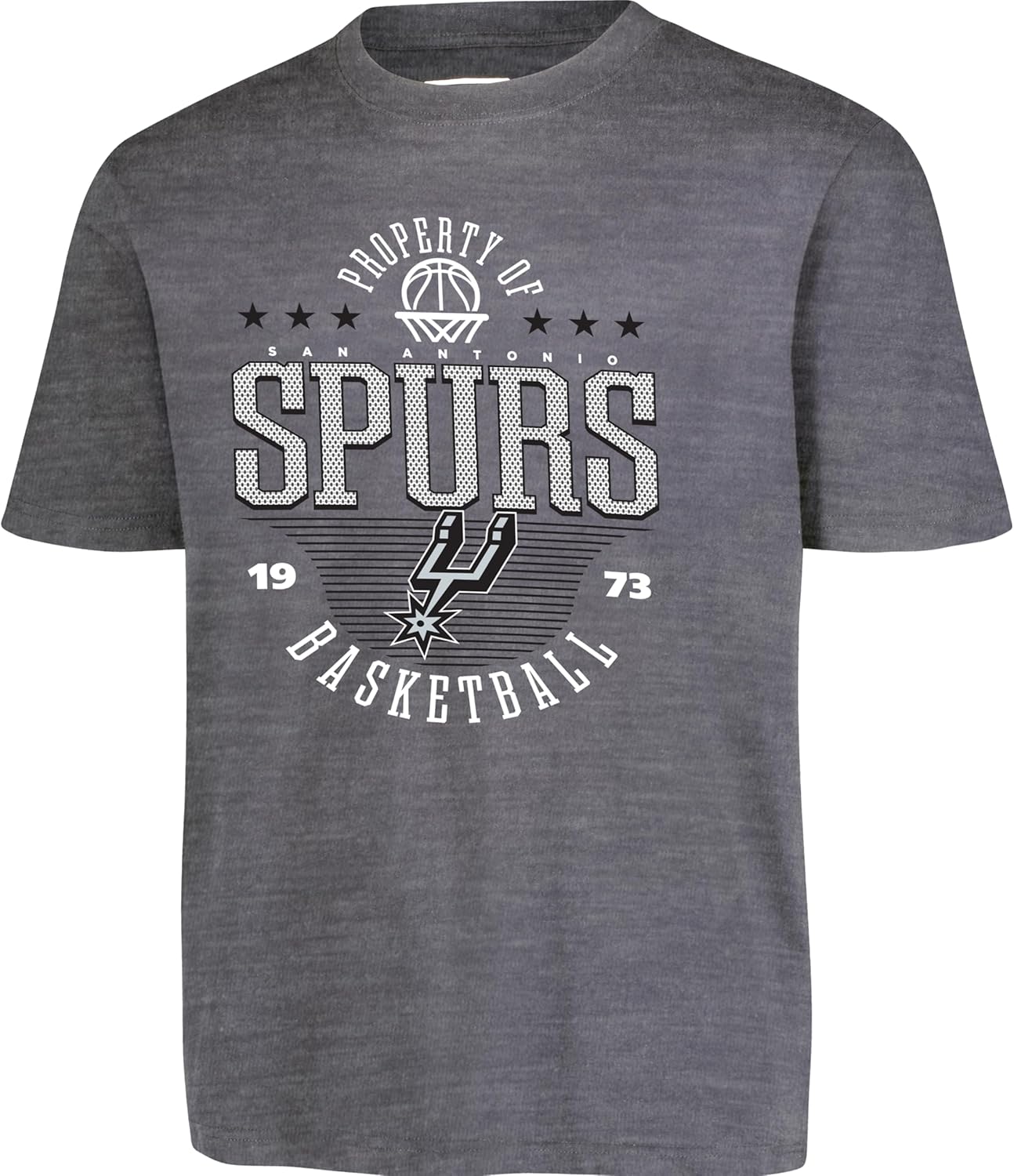 Ultra Game NBA Official Youth Super Soft Mad Props T-Shirt, San Antonio Spurs, Heather Charcoal|San Antonio Spurs