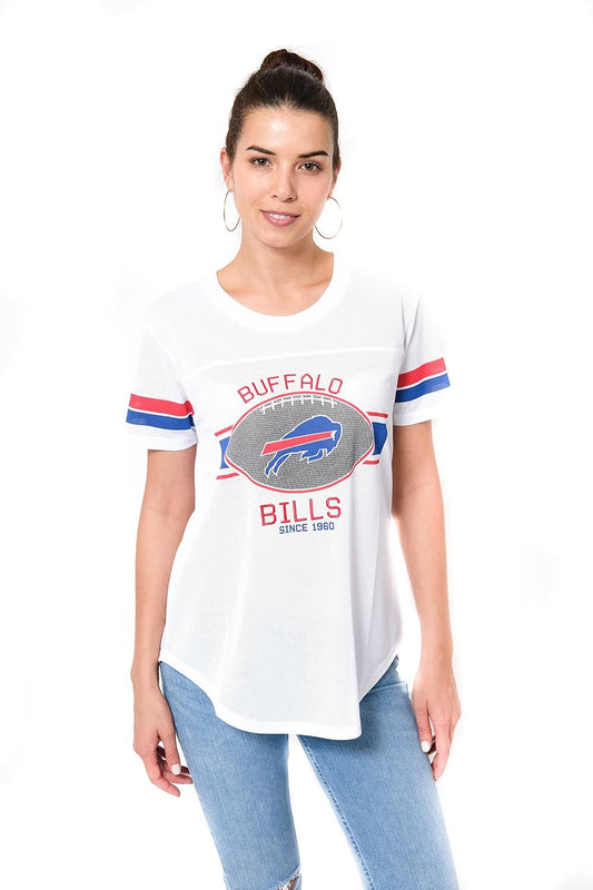 NFL Buffalo Bills Womens Soft Mesh Jersey Varsity Tee Shirt|Buffalo Bills