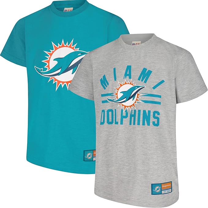 NFL Official Youth Super Soft 2 Pack T-Shirt Set|Miami Dolphins