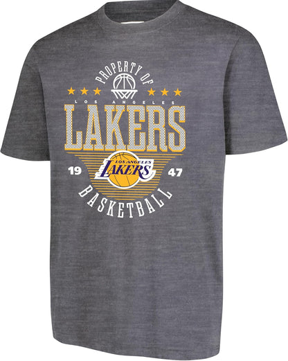 Ultra Game NBA Official Men's Standard Super Soft Mad Props T-Shirt, Los Angeles Lakers, Heather Charcoal|Los Angeles Lakers