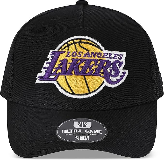 Ultra Game NBA Official Men’s Snap Back All Around The World Trucker Baseball Cap Hat - Unisex, Los Angeles Lakers, Black Marl, 1SIZE|Los Angeles Lakers