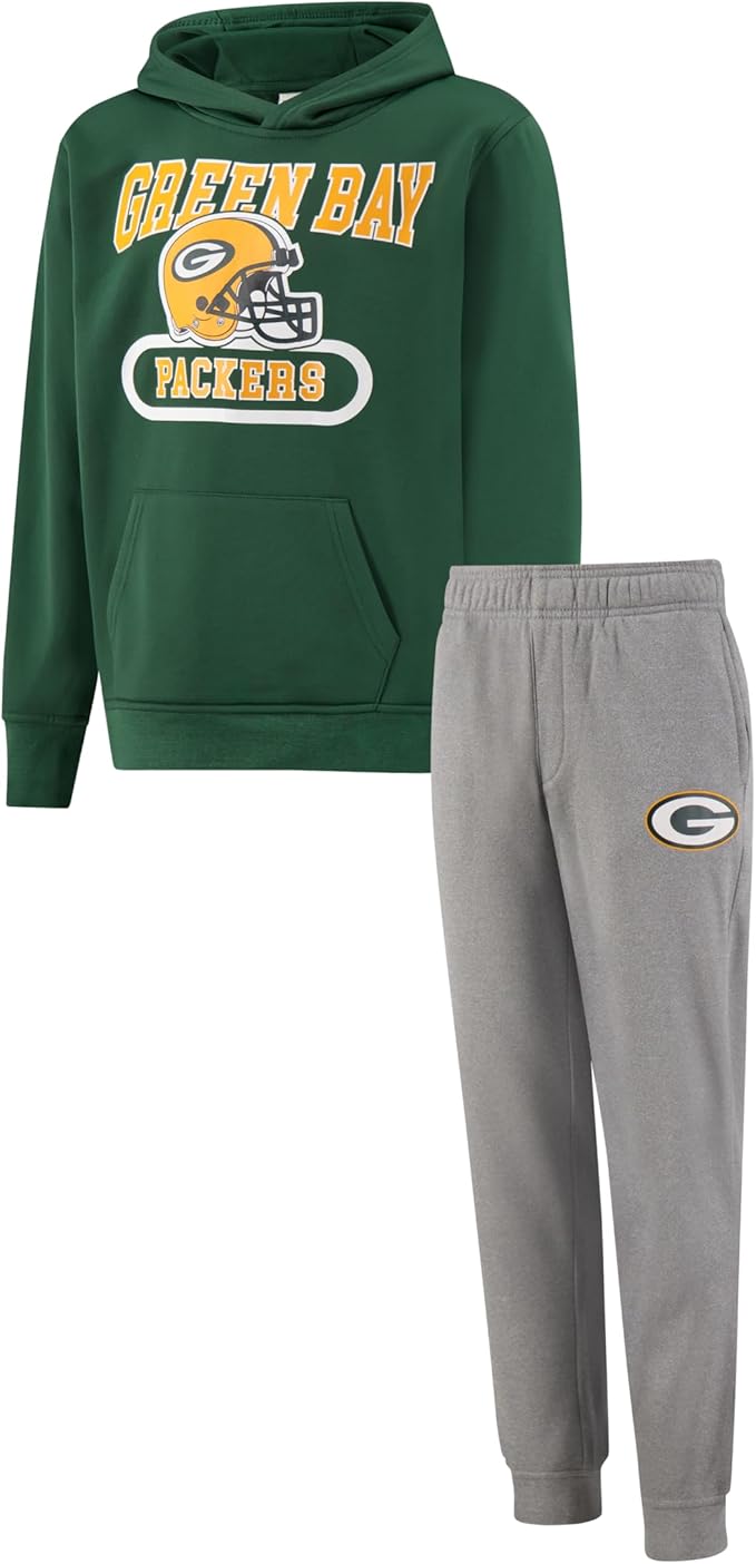 Ultra Game NFL Official Youth Super Soft Jogger & Hoodie Sweatshirt Set, Green Bay Packers, Team Color|Green Bay Packers