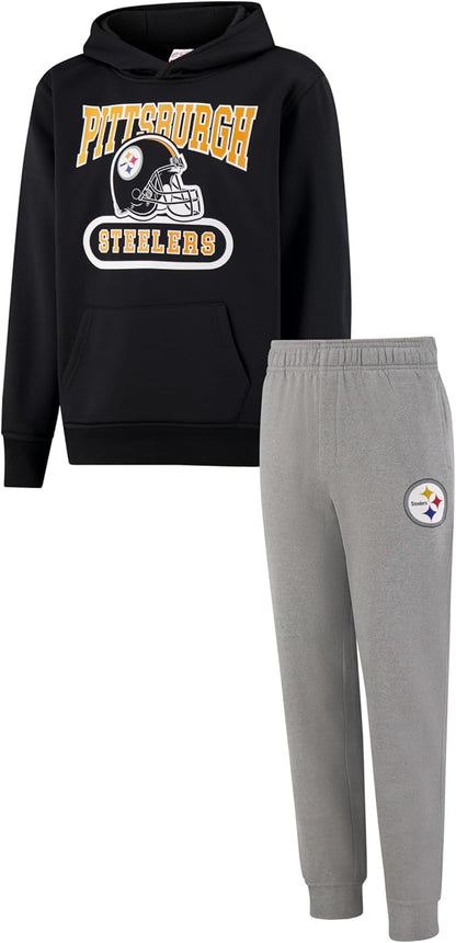 NFL Official Youth Super Soft Jogger & Hoodie Sweatshirt Set|Pittsburgh Steelers