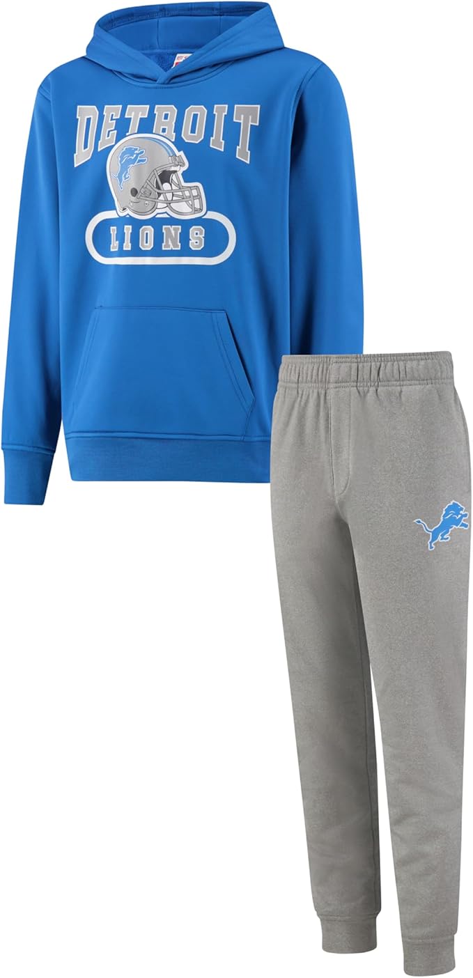 NFL Official Youth Super Soft Jogger & Hoodie Sweatshirt Set|Detroit Lions