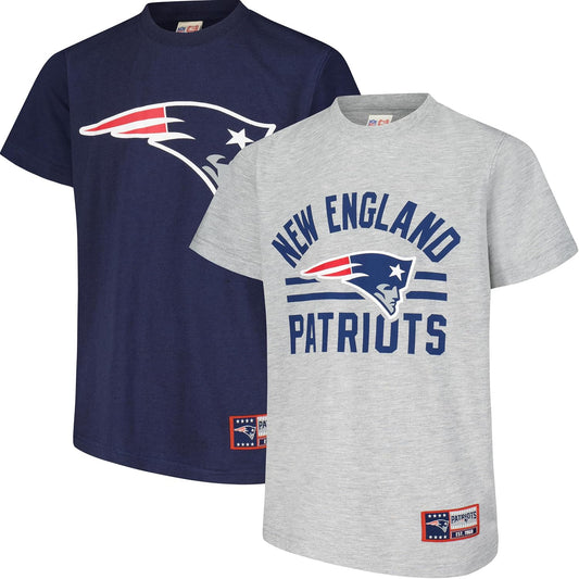 Ultra Game NFL Official Youth Super Soft 2 Pack T-Shirt Set, New England Patriots|New England Patriots