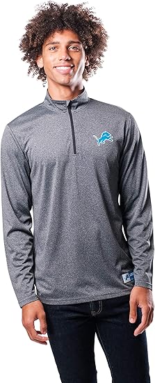 NFL Official Adults Super Soft Quarter Zip Long Sleeve T-Shirt - Unisex|Detroit Lions