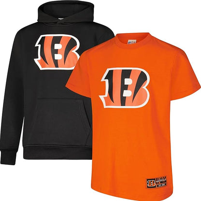 NFL Official Youth Super Soft T-Shirt & Hoodie Sweatshirt Set|Cincinnati Bengals