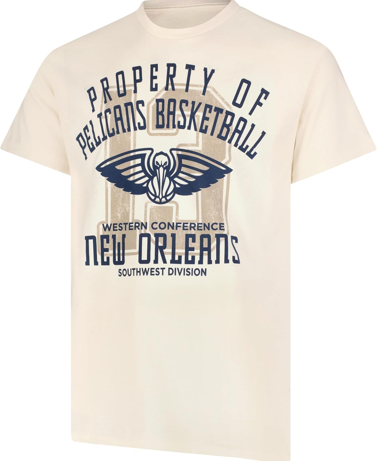 Ultra Game NBA Official Men's Standard Super Soft Nostalgic T-Shirt, New Orleans Pelicans,Cream|New Orleans Pelicans