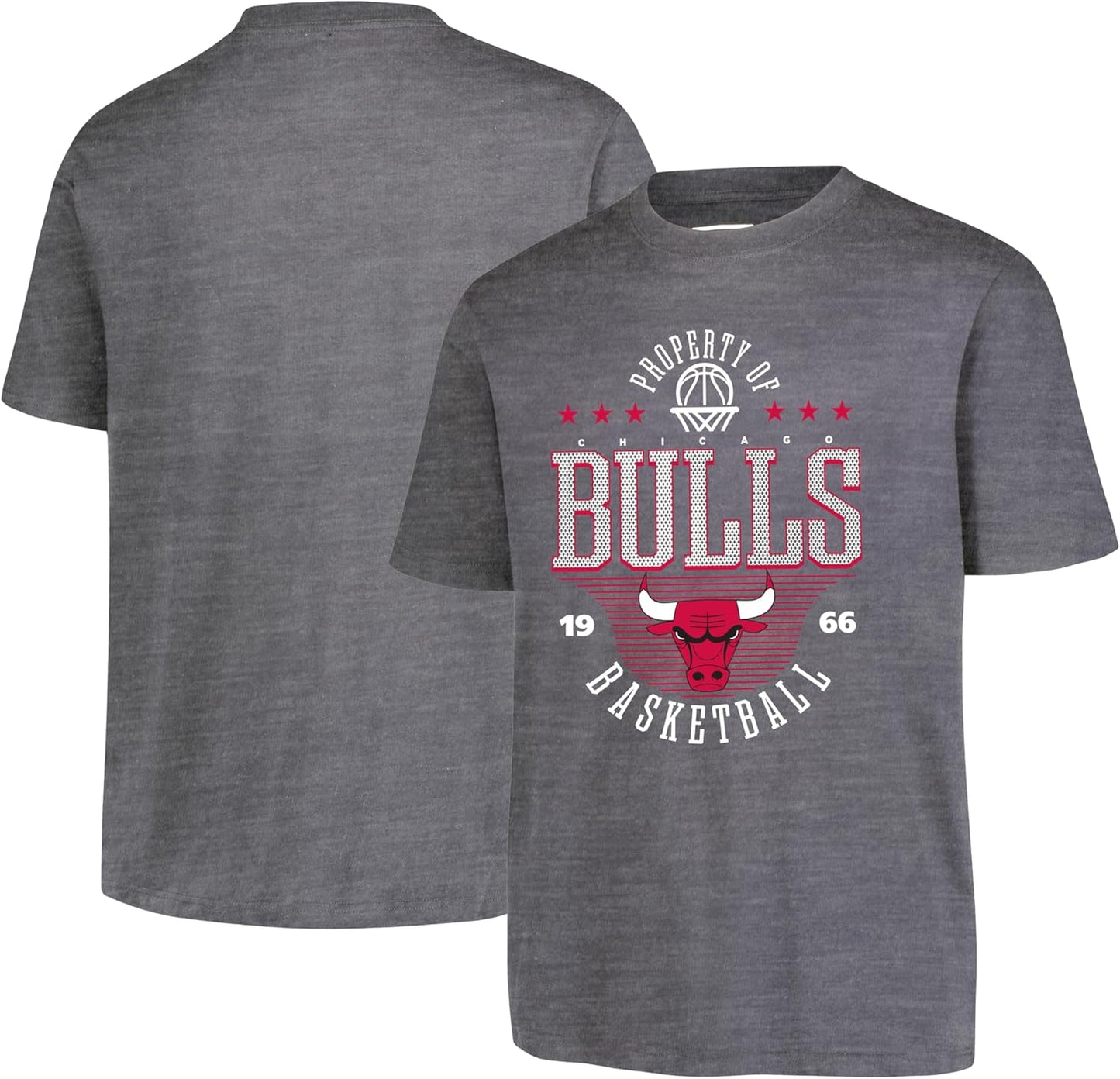 Ultra Game NBA Official Youth Super Soft Mad Props T-Shirt, Chicago Bulls, Heather Charcoal|Chicago Bulls