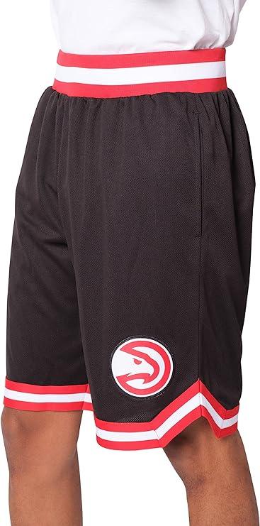 Ultra Game NBA Official Men’s Active Knit Basketball Training Shorts - Unisex, Atlanta Hawks, Black|Atlanta Hawks