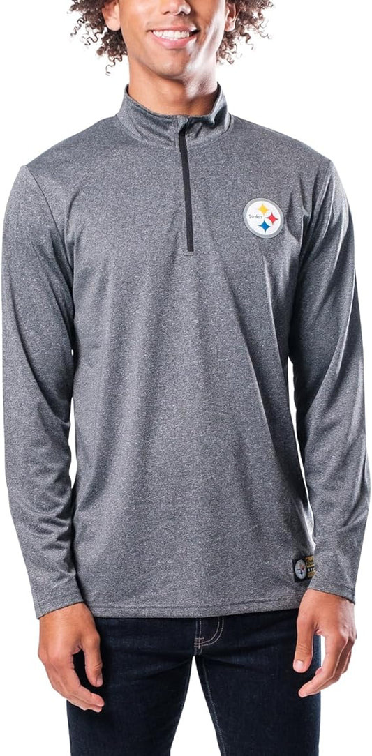 NFL Official Adults Super Soft Quarter Zip Long Sleeve T-Shirt - Unisex|Pittsburgh Steelers