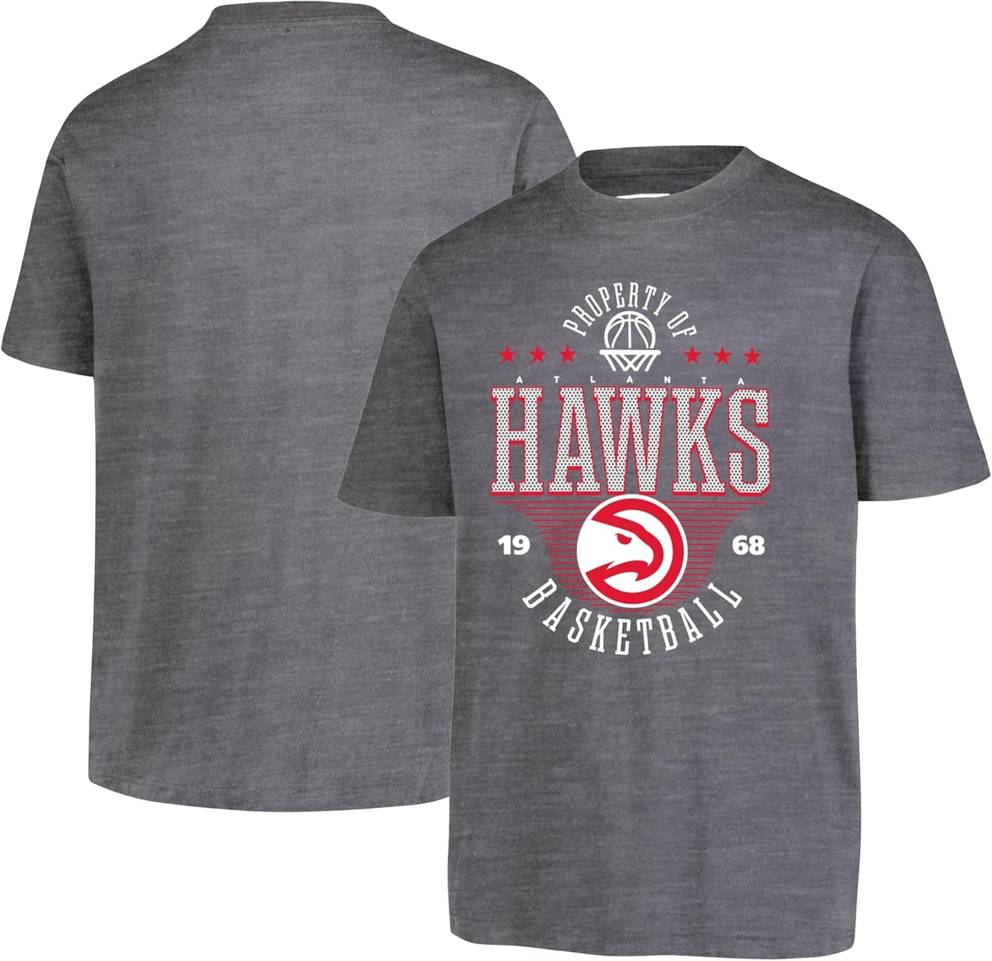 Ultra Game NBA Official Youth Super Soft Mad Props T-Shirt, Atlanta Hawks, Heather Charcoal|Atlanta Hawks