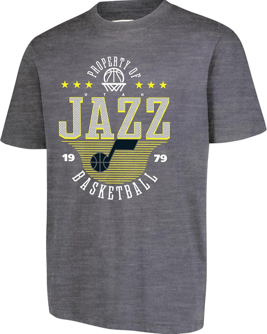 Ultra Game NBA Official Men's Standard Super Soft Mad Props T-Shirt, Utah Jazz, Heather Charcoal|Utah Jazz