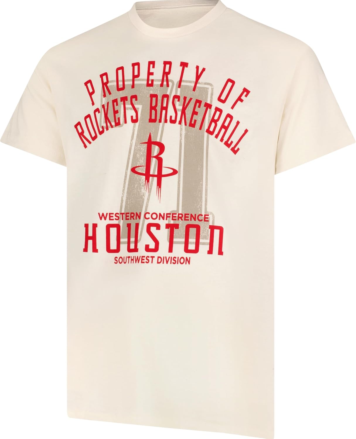 Ultra Game NBA Official Men's Standard Super Soft Nostalgic T-Shirt, Houston Rockets,Cream|Houston Rockets