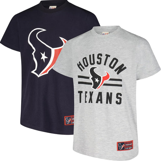 Ultra Game NFL Official Youth Super Soft 2 Pack T-Shirt Set, Houston Texans|Houston Texans