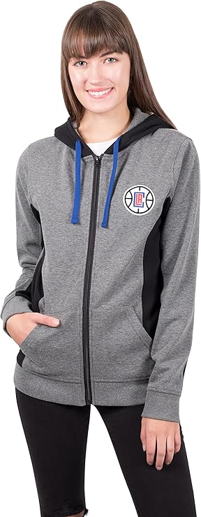 Ultra Game NBA Women's  Officiall Standard Full Zip Hoodie Sweatshirt Jacket, Los Angeles Clippers|Los Angeles Clippers