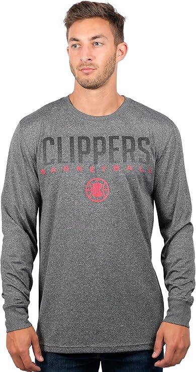 Ultra Game NBA Official Men’s Super Soft Game Day Long Sleeve T-Shirt - Unisex, Los Angeles Clippers, Heather Charcoal|Los Angeles Clippers