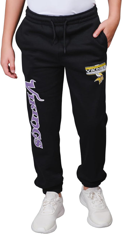 Ultra Game NFL Official Youth Super Soft Game Day Jogger Sweatpants, Minnesota Vikings, Black|Minnesota Vikings