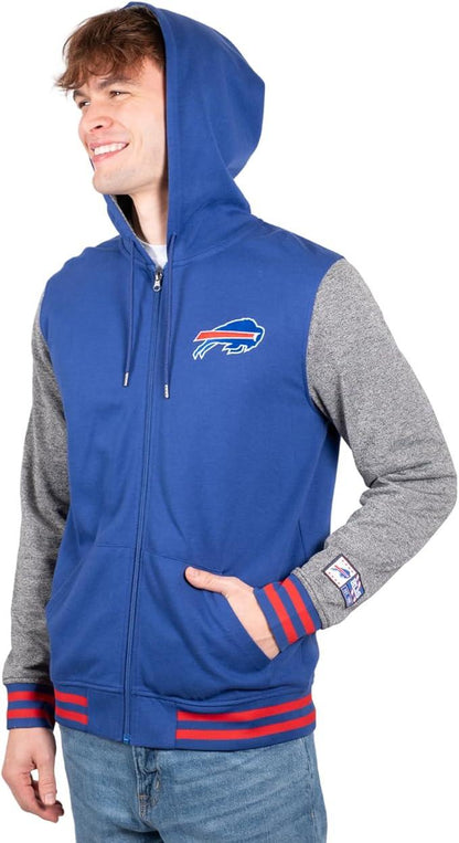 Ultra Game NFL Official Adults Ultimate Full Zip Varsity Hoodie Sweatshirt Jacket - Unisex, Buffalo Bills, Team Color|Buffalo Bills