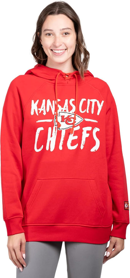 NFL Women's Official Super Soft Tie Neck Pullover Hoodie Sweatshirt|Kansas City Chiefs