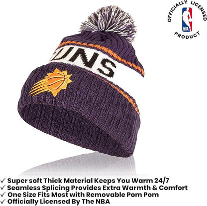 Ultra Game NBA Official Men’s Super Soft Winter Beanie Knit Hat With Extra Warm Touch Screen Gloves - Unisex, Phoenix Suns, Team Color, 1SIZE|Phoenix Suns