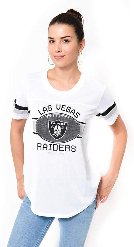 NFL Las Vegas Raiders Womens Soft Mesh Jersey Varsity Tee Shirt|Las Vegas Raiders